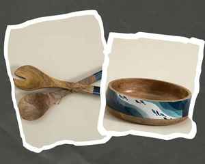 High Quality Enamel Print Wood Salad Server Polish & Colour Utensil Salad Server & <b>Serving</b> <b>Spoon</b> Kitchen for Hotels Homes - Product Image 5