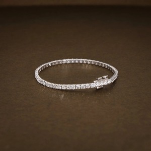 สร้อยข้อมือเพชรโมอิสซาไนต์ทรงกลม 3 มม. ระดับ VVS สำหรับเป็นของขวัญวันวาเลนไทน์ เครื่องประดับแบบ Iced Out ทำจากเงิน 925 ราคาขายส่ง - Product Image 2