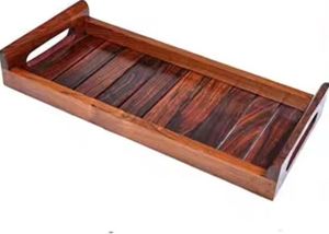 Bandeja de servicio de madera decorativa navideña de nuevo diseño para servir té café con asa en diseño moderno y elegante - Product Image 4