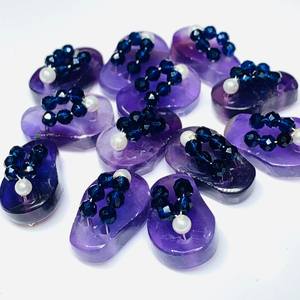 รองเท้าแตะอเมทิสต์ธรรมชาติ1คู่รองเท้าแตะอัญมณีแกะสลักด้วยมือเครื่องรางอัญมณีแกะสลักทรงหลวมหินอเมทิสต์ - Product Image 3