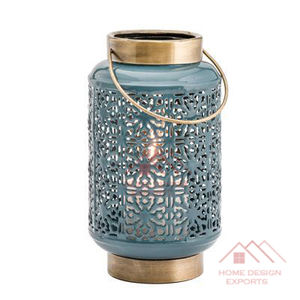 Lanterne à bougie en métal argenté avec lanterne à bougie en verre pour le sol - Product Image 6