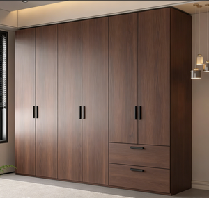 Armoire en bois prête à <span class=keywords><strong>assembler</strong></span>, meubles de chambre à coucher avec plusieurs compartiments, tringles à vêtements et tiroirs pour petit espace - Product Image 1