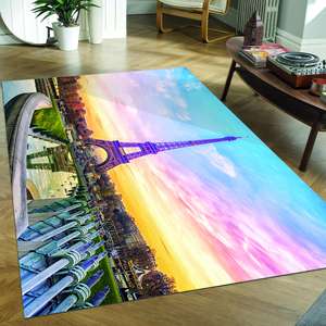 Tapis de paysage de la Tour Eiffel, tapis de Paris, tapis de ville, tapis en chenille - Product Image 3