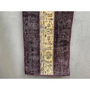 พรมตุรกีวินเทจ ขนาด 1.9x4.2 ฟุต (58x127 ซม.) พรมขนสัตว์สีม่วง - Product Image 2