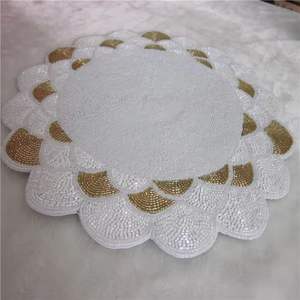 Luxury Satin Round <b>Placemat</b> for Dining/Restaurant/Kitchen Beaded Wedding <b>Christmas</b> Mat Home Decor - Product Image 5