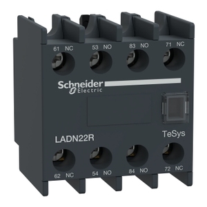 Blocco di contatti ausiliari SCHNEIDER ELECTRIC LADN22R TeSys Deca 2NO+2NC con terminali a vite per relè - Product Image 1