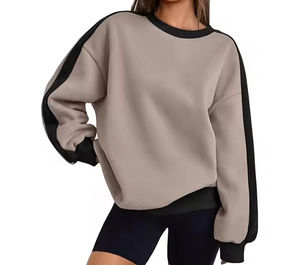 Pull-over surdimensionné à manches longues et col rond personnalisé pour femmes de haute qualité, mode streetwear décontractée - Product Image 1