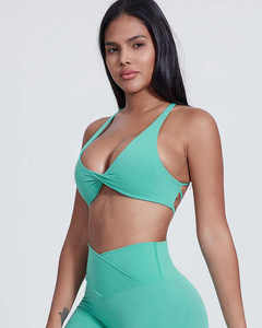 Tops cortos de Yoga con espalda cruzada y cuello en V XS para mujer, Sujetador deportivo transpirable de secado rápido, diseño frontal torcido para gimnasio, entrenamiento, ejercicio físico - Product Image 2