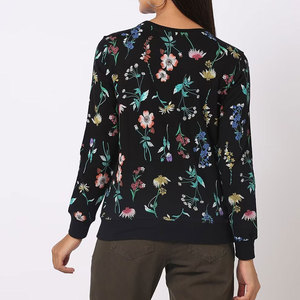 Sudadera de pieza negra de alta calidad para sudadera con logotipo de invierno, suéter de cuello redondo de lana de algodón para mujer - Product Image 3