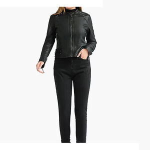 Veste bomber en cuir véritable pour femme, coton imperméable, design écologique - Simplicité moderne rencontre un attrait intemporel pour un usage quotidien - Product Image 5