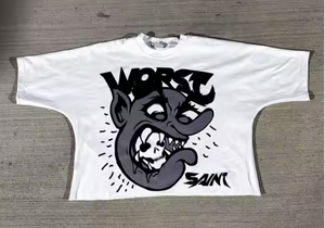 Camiseta recortada de gran tamaño para hombre, Camiseta de algodón pesado con cuello grueso y estampado personalizado con estampado de logotipo - Product Image 5