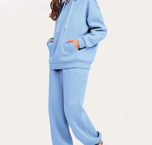 High Street Men's Casual Sports Boxy Fit Sudadera con capucha Conjunto de pantalones de chándal Diseño personalizado Traje de jogging transpirable con chándal suelto acampanado - Product Image 6