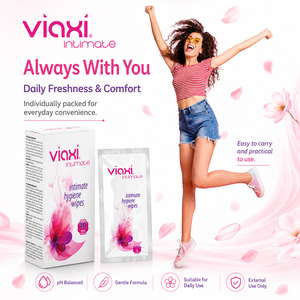 Viaxi Lingettes d'hygiène intime (10 pièces) Lingettes nettoyantes féminines quotidiennes douces avec acide lactique pH-équilibré Testé dermatologiquement - Product Image 2