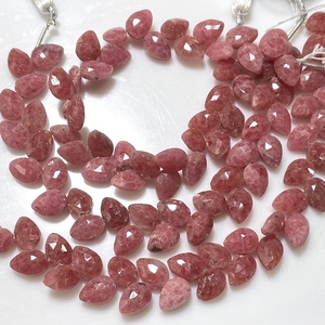 Cuentas de Briolette con forma de hoja y pera facetada de rodonita, cuentas de piedras preciosas naturales para la fabricación de joyas - Product Image 4