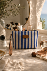 Bolsa de Cosméticos de Lona a Rayas con Logotipo Personalizado, Cierre de Cremallera, Marca Privada, Fabricante OEM ODM - Product Image 1