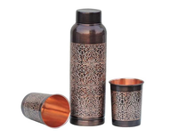 Botella de Agua de Cobre Hecha a Mano Clásica de 1000 ml, Reutilizable, Ecológica, Única, Moderna, de Diseño Personalizado, Última Decoración para Adultos