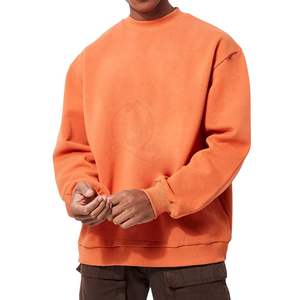 Sudadera Extra Grande Color Naranja Brillante para Hombre, Hombros Caídos, Felpa de Algodón Grueso, Sudadera con Estampado Personalizado, Ropa Urbana - Product Image 1