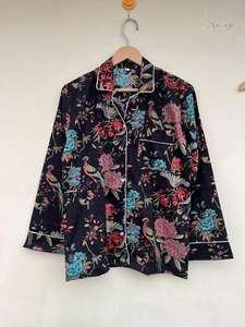 ชุดนอน100% ผ้าฝ้ายสุดหรูสำหรับใส่ในฤดูร้อนสำหรับฤดูใบไม้ผลิฤดูใบไม้ร่วงชุดกลางคืนพิมพ์ลายดอกไม้สุดพิเศษอินเดีย - Product Image 3