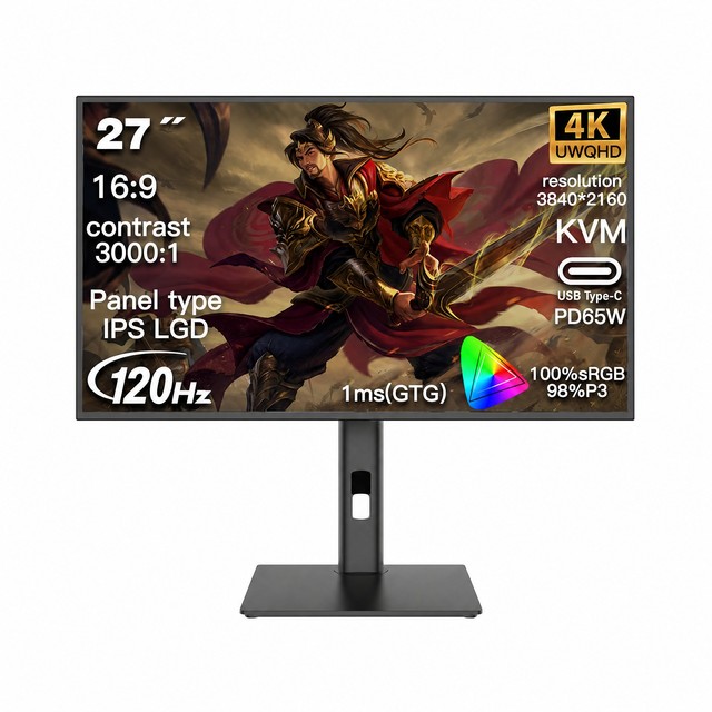 LGKC Factory Wholesale 27 Inch 16:9 IPS 4-Sided Narrow Edge PC Gaming Monitor 120Hz 4K HDR600 1ms Response 98% DCI-P3