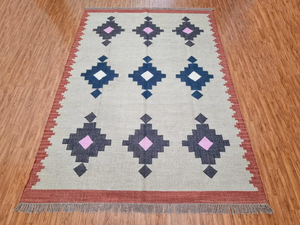 Tapis Kilim en laine de jute de grande surface tissé à la main motif abstrait touffeté à haute pile pour salon chambre salle à manger - Product Image 5