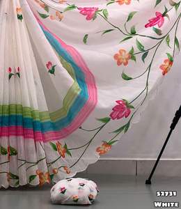 ผ้าลินินเนื้อนุ่มพิมพ์ลายสไตล์ใหม่ส่าหรีสำหรับผู้หญิงและผู้ใหญ่ - Product Image 2