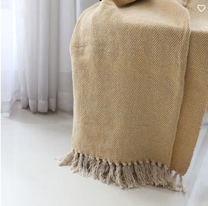 Couverture en coton écologique tissée de style bohème à texture tendance, jaune, décoration d'intérieur chaude, disponible au prix d'usine - Product Image 4