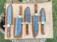 Ensemble barbecue 5pc couteaux de cuisine couperet de boucher et ensemble damas meilleur prix Lot Stock expédition prête tendance la mieux notée