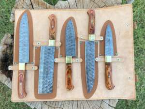 Ensemble barbecue 5pc couteaux de cuisine couperet de boucher et ensemble damas meilleur prix Lot Stock expédition prête tendance la mieux notée - Product Image 3