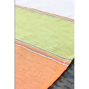 Camino de Mesa de Lino Orgánico Hecho a Mano, 50x150cm, Verde, Naranja y Blanco a Rayas, Decoración Rústica para el Hogar, Técnica de Tejido - Product Image 6