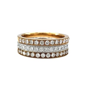 Bijoux sur mesure avec logo, meilleure qualité, or massif 18 carats tricolore, diamant naturel serti pavé, petite alliance classique pour mariage et fête - Product Image 1