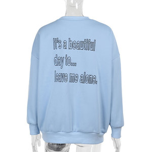 Sudadera corta francesa informal para mujer, jersey de manga larga con cuello redondo, logotipo en relieve personalizado, posición frontal en blanco de punto de invierno - Product Image 6