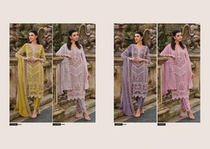 Nouvelle Salwar Kameez en soie lourde pour femme avec broderie fantaisie en organza doux et moti travail multicolore en stock à vendre en ligne - Product Image 6
