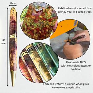 Sapphire Collection: Luxury Handmade 0.7mm Stabilized Wood Ballpoint <b>Pen</b> Green-Red-Blue Resin Body Business <b>Gift</b> Souvenir <b>Pen</b> - Product Image 6