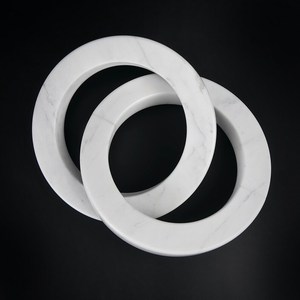 Modern Hand <b>Carved</b> White Marble Chain Decor Interlocking <b>Stone</b> Rings <b>Sculpture</b> Luxury Tabletop Art & Contemporary Home Accent - Product Image 4