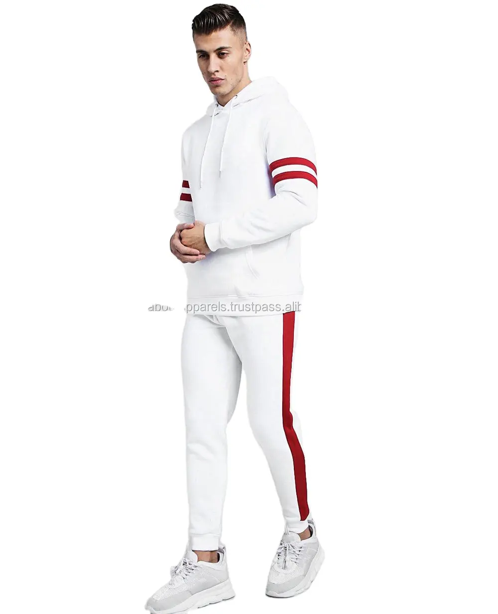 New Arrival Custom sport mens tracksuit, Men Stylish White Embroidered Tracksuit AA 3265