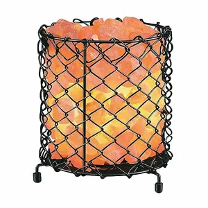 Lampes cylindriques en métal avec morceaux de sel dans des tailles personnalisées, lampes en fer avec morceaux de sel, lampes au sel de l'Himalaya - Product Image 1