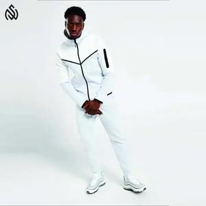 ชุดกีฬาลำลองของผู้ชายชุด2ชิ้นเสื้อสเวตเชิ้ตมีฮู้ดลายทางและกางเกงวอร์มกลางแจ้งสำหรับกีฬาฤดูหนาว - Product Image 1