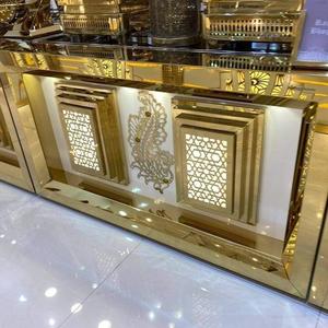 เคาน์เตอร์อาหารสแตนเลสแบบทันสมัยสำหรับงานแต่งงานเคาน์เตอร์รับประทานอาหารโต๊ะทานอาหารบุฟเฟ่ต์สีทอง - Product Image 4