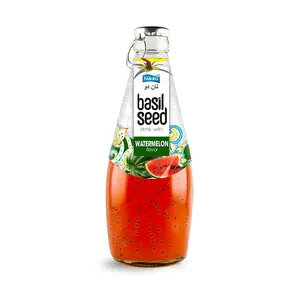 Botol kaca 290ml biji Chia minum jus buah rasa: Mangosteen, mangga, oranye, stroberi,... Produsen Label pribadi