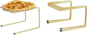 Elegante soporte de hierro para postres y pizzas de dos niveles, bandeja de exhibición redonda, vajilla perfecta para eventos de boda y uso en fiestas - Product Image 3