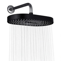 Noir 12 pouces ovale pluie pommeau de douche plafond montage mural tête douche cascade grande couverture 360 degrés Rotation pour salle de bain