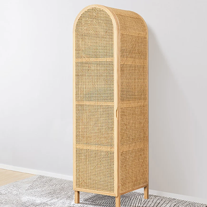 ตู้เสื้อผ้าหวายคุณภาพพรีเมี่ยมพร้อมประตูเดียว-ตู้เสื้อผ้าทำมือสำหรับจัดระเบียบเสื้อผ้าและเครื่องประดับทันสมัย - Product Image 4