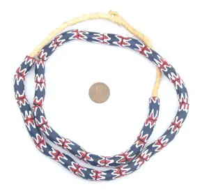 Perles coudées en verre Krobo Chevron peint pour le commerce africain Fournitures de bijoux - Product Image 3