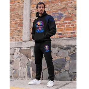Conjuntos deportivos unisex para hombre, ropa de calle hip hop de invierno, sudadera con capucha y pantalones deportivos con estampado de calavera, conjunto deportivo ligero de anime. - Product Image 3
