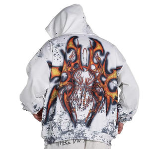 เสื้อฮู้ดกระเป๋ามีซิปสำหรับผู้ชายผ้าฟลีซผ้าฝ้าย100% ฟอกสีกรดแบบปักแห้งเร็วแบบกำหนดเอง - Product Image 6