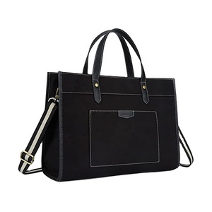 Womens Textile Large Capacity Laptop Tote Bag Waterproof Office Handbag Adjustable Shoulder Strap Multi Pocket Business - Product Image 1
