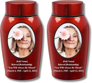 Photo personnalisée Petites urnes personnalisées pour cendres humaines Urnes souvenir en acier inoxydable pour la crémation commémorative Urne rouge de taille personnalisée - Product Image 6