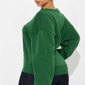 Sweat-shirt à col en V pour femmes, tissu en coton et polyester, manches longues, style pull-over, polaire intérieure douce pour la chaleur, coupe décontractée 2026 - Product Image 4