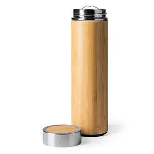 Borraccia Termica Personalizzata Susanna in Acciaio Inossidabile a Doppia Parete con Gadget in Bambù - Product Image 3