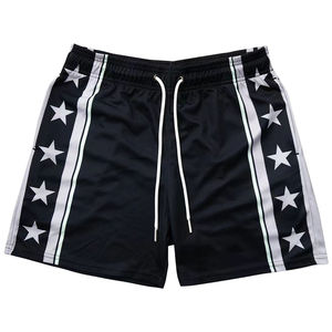 Pantalones cortos de playa para gimnasio de cintura media de secado rápido para hombre, bañadores tejidos para correr con bolsillos con cierre de cordón, pantalones cortos informales estampados para hombre - Product Image 6